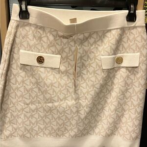 Michael Kors Cream Patterned Pencil Skirt